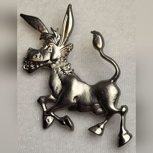 NEW Whimsical Silver-tone Donkey Brooch / Pin